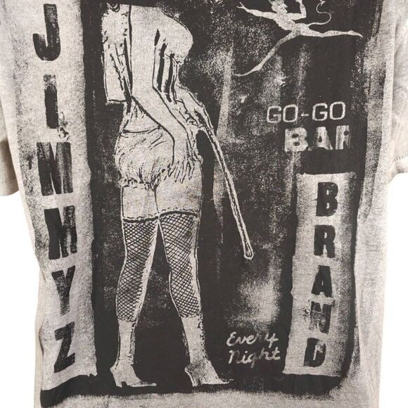 Vintage JimmyZ Polo Shirt Mens Size Medium Gray All Over Print Go Go Bar - Picture 4 of 8